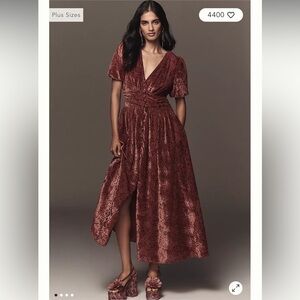 Anthropologie Katerina button-front dress velvet